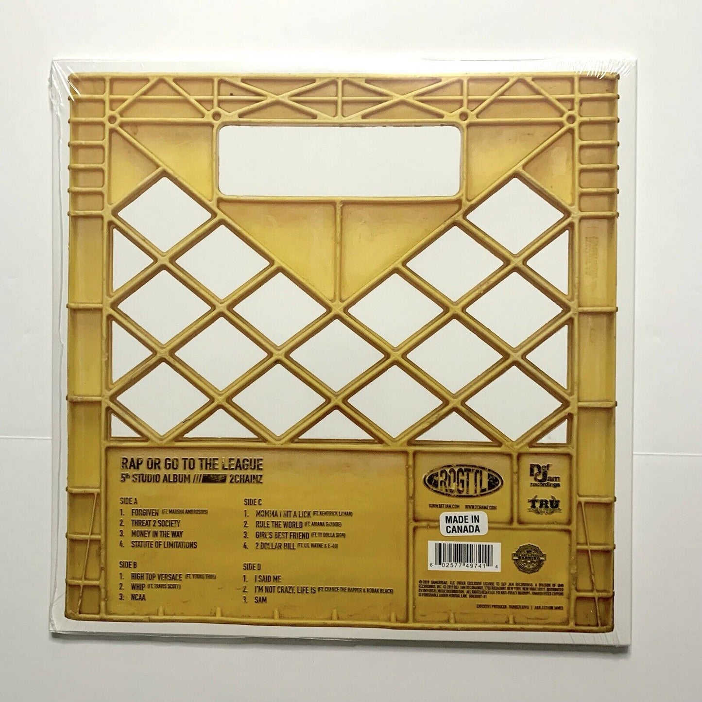 Rap Or Go To The League 2 Chainz Album Yellow Vinyl Back of Cover