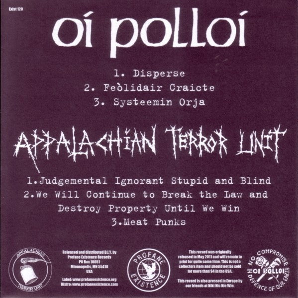 Oi Polloi - Oi Polloi / Appalachian Terror Unit - Vinyl